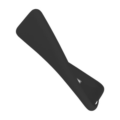 Pá ou espátula preta de plástico com abertura triangular