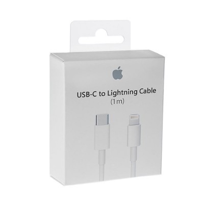 Embalagem branca de cabo USB-C para Lightning Apple com 1 metro