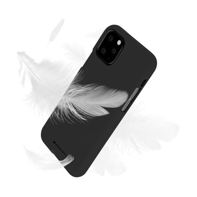Capa preta para telemóvel com padrão de pena branca