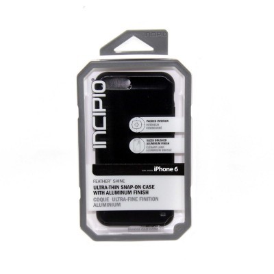 Estojo para iPhone 6 preto Incipio em embalagem transparente com texto