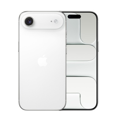 Dois iPhones Apple com câmara traseira e ecrã ligado com padrão abstrato prateado