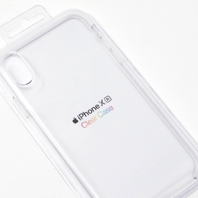 Capa transparente para iPhone X em embalagem de plástico