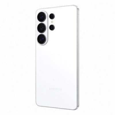 Smartphone branco com quatro câmaras traseiras e flash LED
