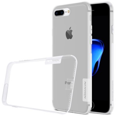 Capa transparente para iPhone com bordas brancas e etiqueta NILLKIN