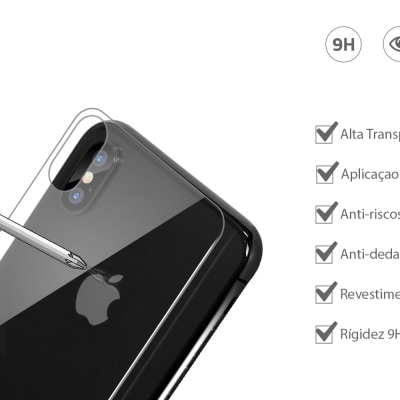 Proteção transparente para capa traseira de smartphone preto