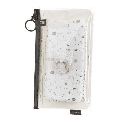 Estojo transparente com capa de telemóvel de gatos em preto e branco