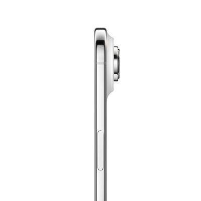 Lado de smartphone prateado com lente de câmara destacada.