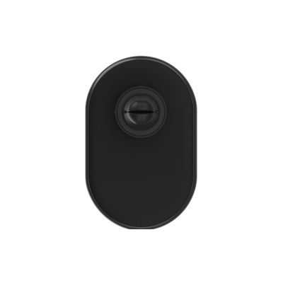 Dispositivo preto oval com roda central rotativa e texto POWER