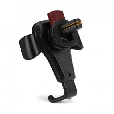 Suporte preto para carro com fixação de ventilação e gancho inferior vermelho