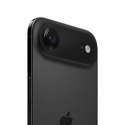 Smartphone preto com lente de câmara, flash e botão lateral