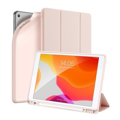 Capa protetora rosa claro para tablet com suporte dobrável