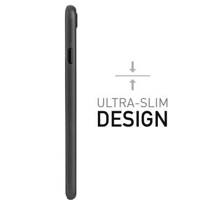 Capa de telemóvel preta ultra-fina vista de lado