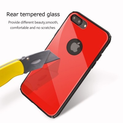 Capa traseira vermelha para smartphone com vidro temperado e bordas pretas