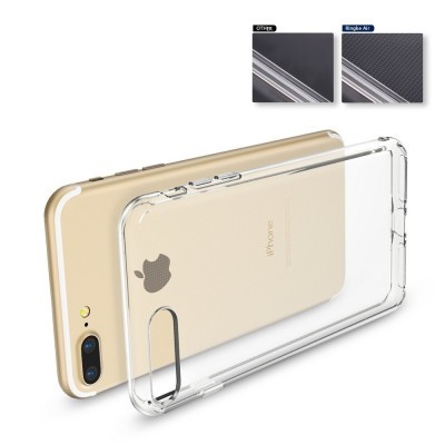 Telemóvel iPhone dourado com capa transparente em destaque