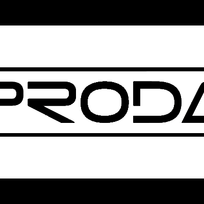 Logo PRODA com letras estilizadas em preto sobre fundo branco
