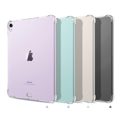 Capas transparentes para iPad Air em várias cores com cantos reforçados.