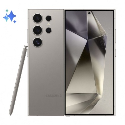 Smartphone Samsung prateado com várias câmaras e caneta