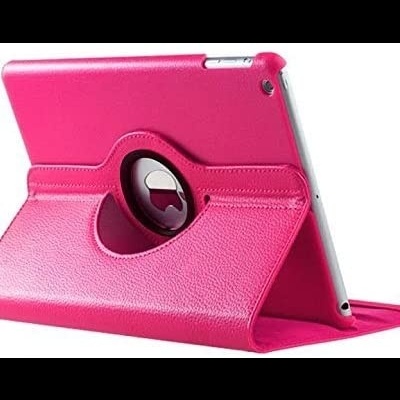 Capa de tablet rosa com suporte e abertura circular