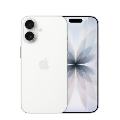Smartphone branco Apple com padrão floral no ecrã