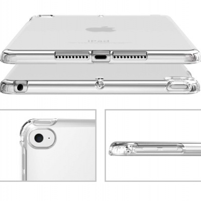 Capa protetora transparente para iPad com recortes para botões e portas