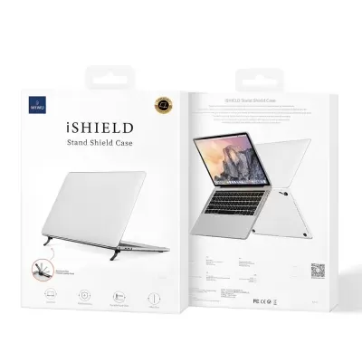 Embalagem branca da capa iSHIELD Stand Shield Case para portátil com suporte de liga de alumínio