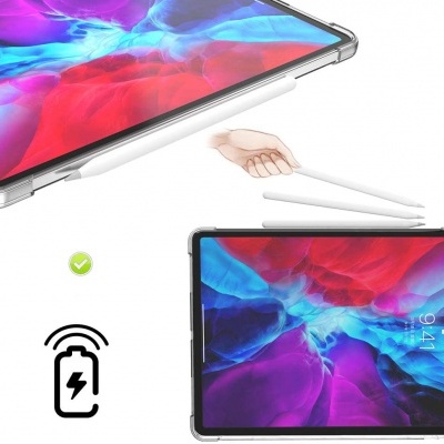 Tablet com capa transparente, ecrã colorido e caneta branca