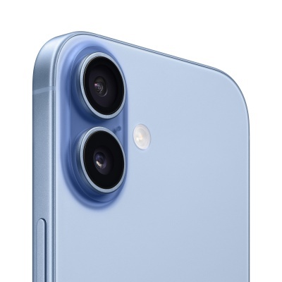 Smartphone azul com duas lentes de câmera e flash