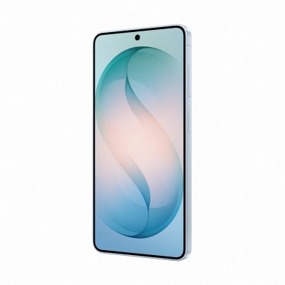 Smartphone azul claro com ecrã de moldura fina e câmara frontal central