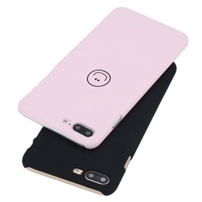 Capas de telemóvel silicone rosa claro com rosto sorridente e preta lisa