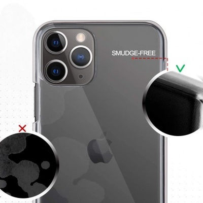 Capa transparente para smartphone com indicação SMUDGE-FREE