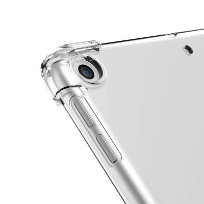 Capa transparente para smartphone com botão e lente da câmara visíveis