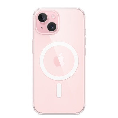 Smartphone rosa com capa transparente e dupla câmara traseira