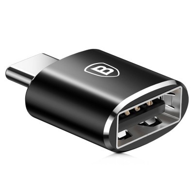 Adaptador USB Tipo C para USB 2.0 preto com logótipo B branco
