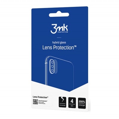Embalagem azul e branca de proteção de lentes para telemóvel 3mk Protection