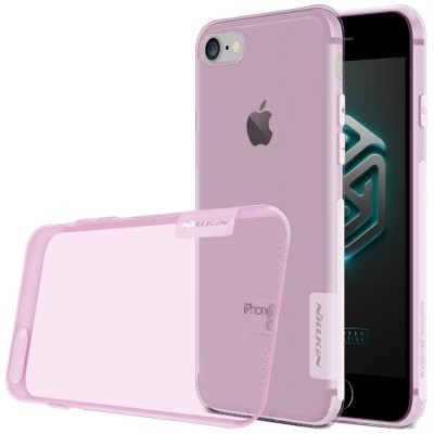 Capa protetora rosa transparente para iPhone com logótipo NILLKIN