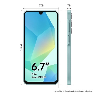 Smartphone verde menta com ecrã 6.7