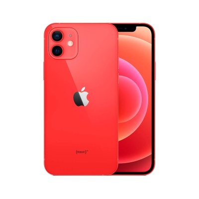 Smartphone Apple iPhone vermelho com ecrã frontal e traseira visíveis