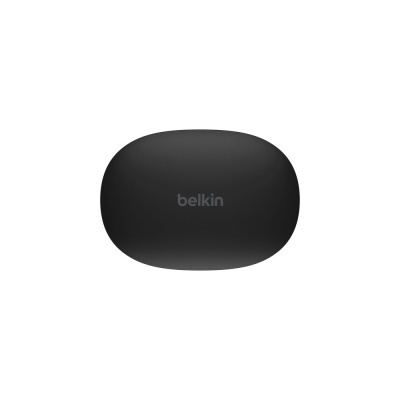 Estojo preto oval com logotipo belkin no topo