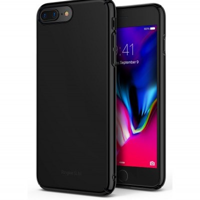 Smartphone com capa preta fosca e ecrã colorido a mostrar data