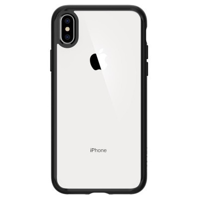 iPhone branco com capa protetora preta transparente