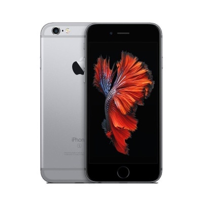 Smartphone Apple iPhone 6s cinza com ecrã preto e imagem colorida de peixe vermelho