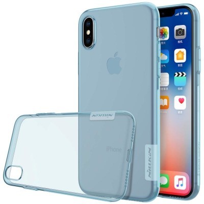 Capa transparente azul para iPhone com logotipo NILLKIN