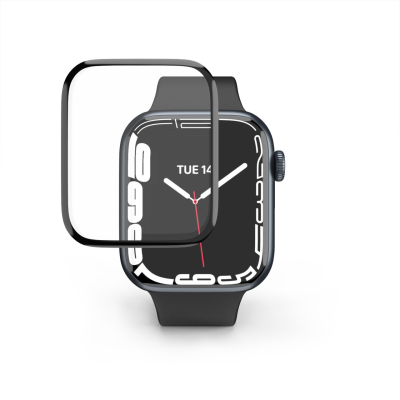 Relógio inteligente preto com mostrador digital e analógico sobre fundo branco