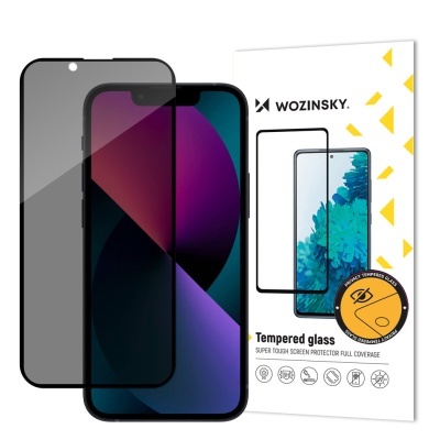 Protetor de ecrã de vidro temperado Wozinsky com filtro de privacidade e caixa associada