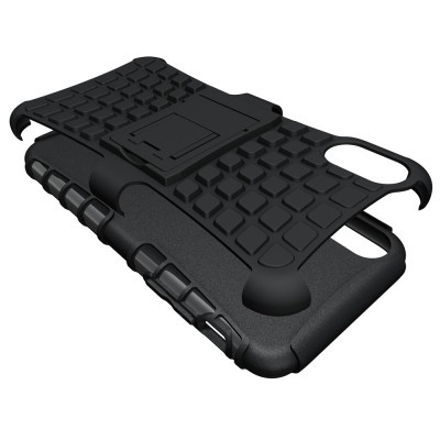 Capa protetora preta para telemóvel com suporte integrado