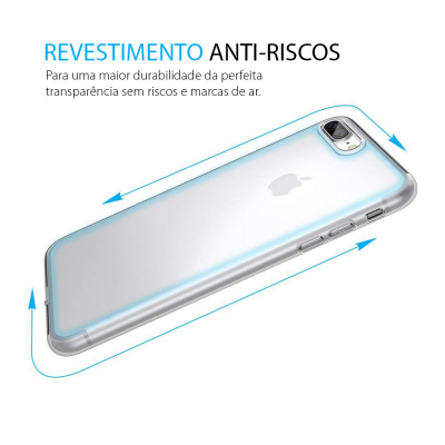 Capa de smartphone transparente anti-riscos com contorno azul claro