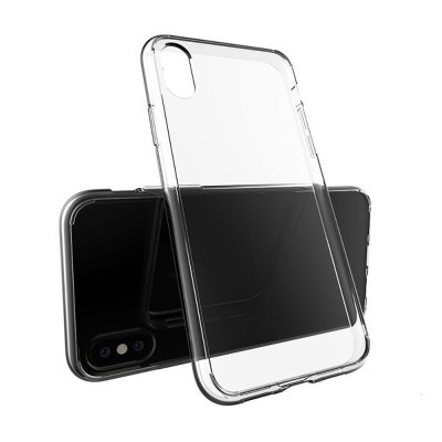 Capa transparente de silicone para smartphone com telemóvel preto