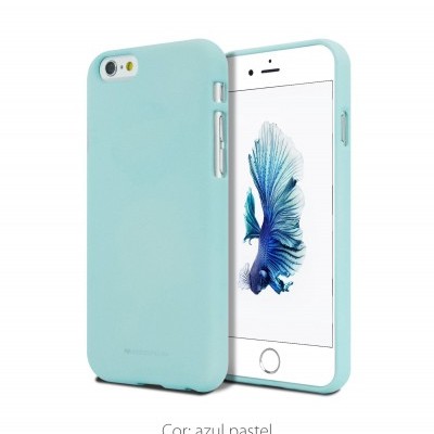 Capa azul pastel para smartphone com imagem de peixe no ecrã