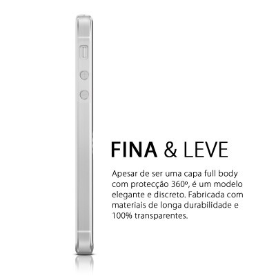 Capa transparente fina e leve para smartphone vista pela lateral