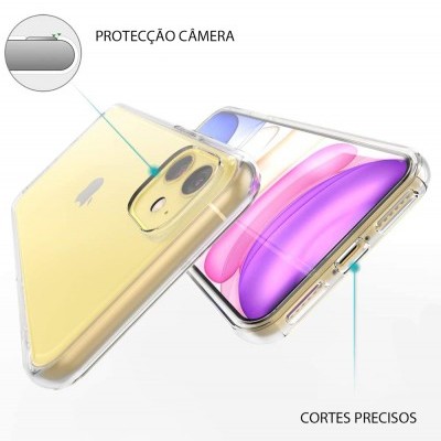 Capa transparente para smartphone dourado com protecção para a câmera e cortes precisos